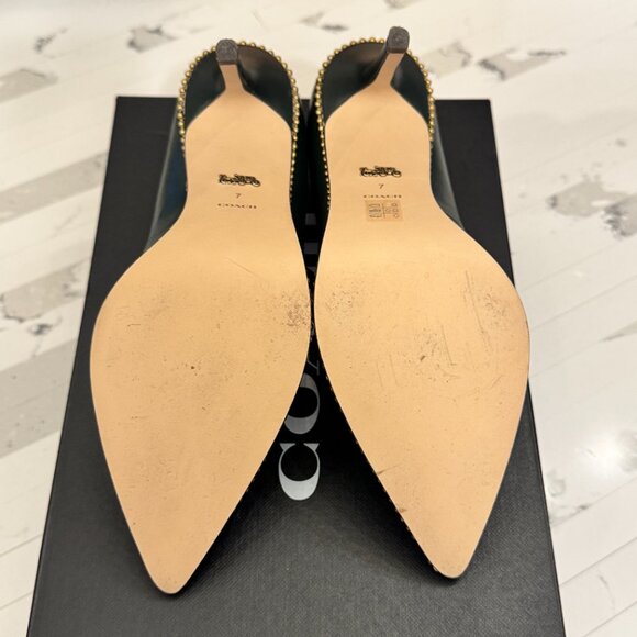 Like New Coach Waverly Pump with Beadchain Amazon Green - Picture 9 of 13